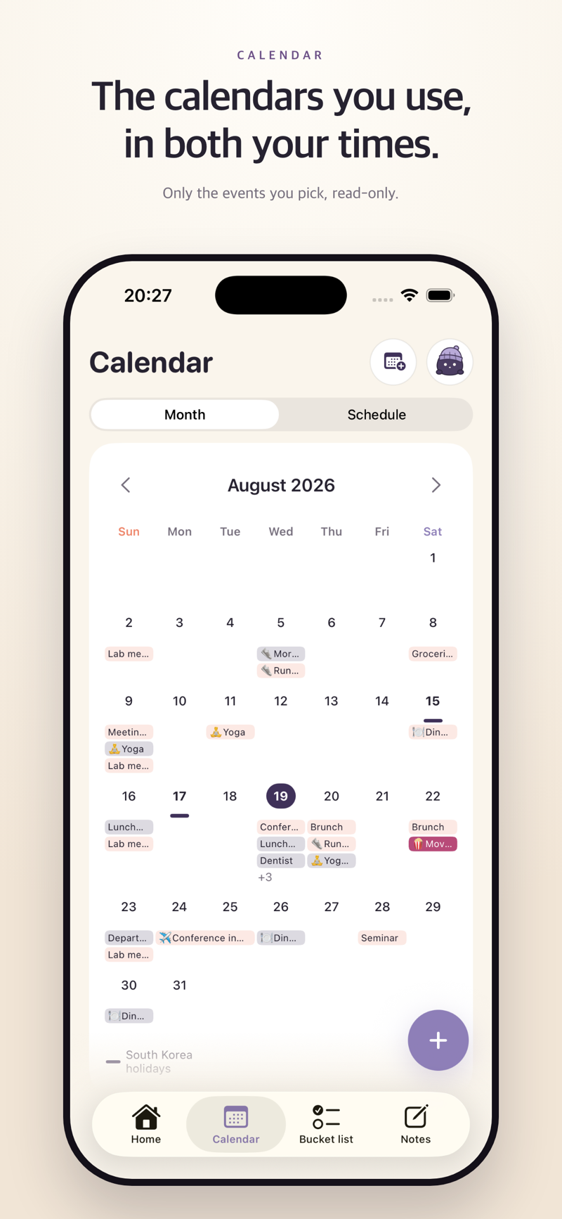 Your calendars, one shared day